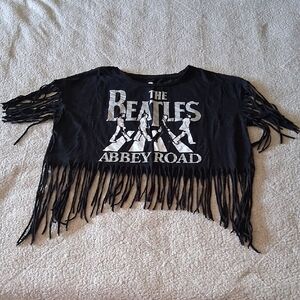 The Beatles Black Fringe Abbey Road Tee